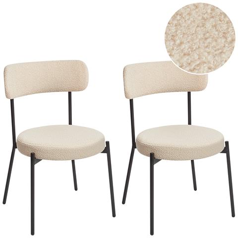 Sedia Da Pranzo Set Di 2 Bouclé Beige Chiaro Allison - Foto 2