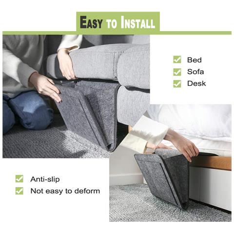 Borsa Portaoggetti In Feltro Per Letto /divano Misura L Grey - Foto 2