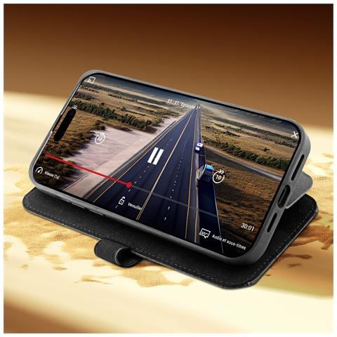 Custodia Per Iphone 14 Pro Max Portafoglio Vera Pelle, Nero - Foto 2