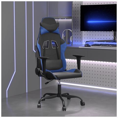 Sedia da Gaming Nera e Blu in Similpelle - Foto 10