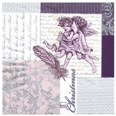 20 Pezzi - Confezione Da 20 Tovaglioli Per Decoupage 33x33cm - Colore Viola E Bianco - Foto 1