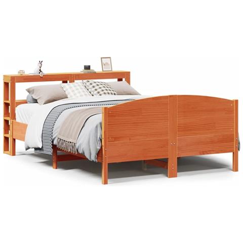Letto Senza Materasso Marrone Cera 120x200 Cm In Legno Di Pino - Foto 2