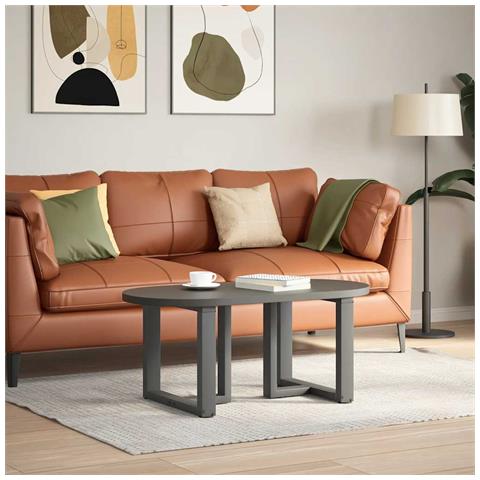 Gambe Tavolino Caffè A T 2 Pz Antracite 50x25x(30-31)cm Acciaio - Foto 2