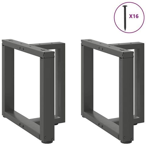Gambe Tavolino Caffè A T 2 Pz Antracite 50x25x(30-31)cm Acciaio - Foto 3