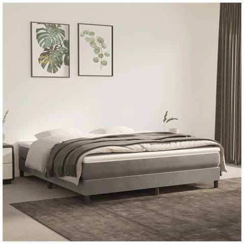 Materasso A Molle Grigio Chiaro 160x220x20 Cm In Velluto - Foto 1