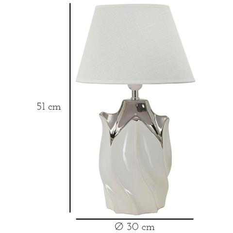 Lampada Da Tavolo Mf88 - Bianco - Ceramica - 30x30x51 Cm - Foto 6