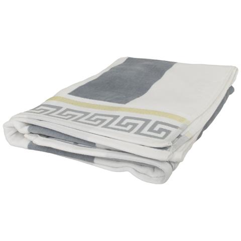 Telo Mare Jacquard Spugna Asciugamano Spiaggia Disegno Greca Telo Mare Grigio - Foto 5