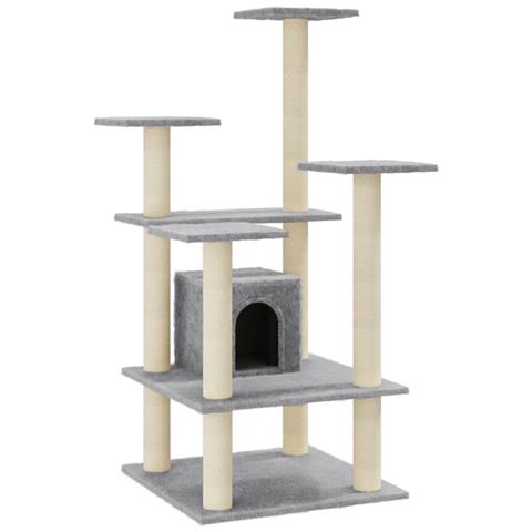 Lusso Casadino -  Albero Per Gatti Con Tiragraffi In Sisal Grigio Chiaro 110 Cm - Foto 1