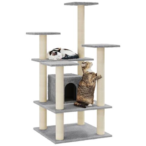 Lusso Casadino -  Albero Per Gatti Con Tiragraffi In Sisal Grigio Chiaro 110 Cm - Foto 2