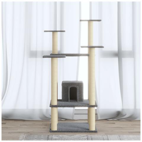 Lusso Casadino -  Albero Per Gatti Con Tiragraffi In Sisal Grigio Chiaro 110 Cm - Foto 8