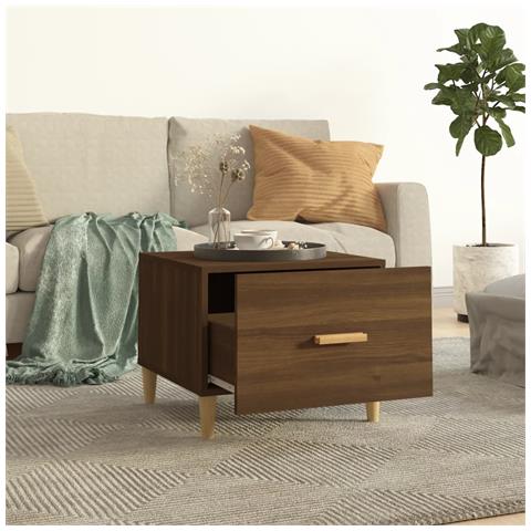 Tavolino Da Salotto Rovere Marrone 50x50x40cm Legno Multistrato - Foto 2