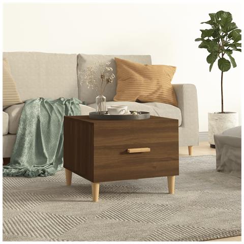 Tavolino Da Salotto Rovere Marrone 50x50x40cm Legno Multistrato - Foto 8