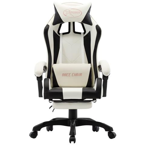 Lusso Casadino - Sedia Da Gaming Con Poggiapiedi Nera E Bianca In Similpelle - Foto 1