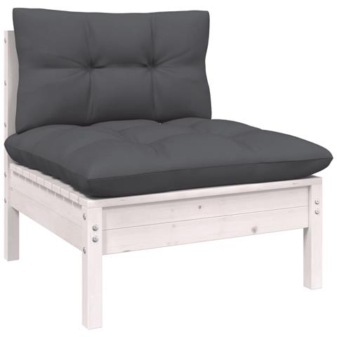 Lusso Casadino -  Set Divani Da Giardino 9 Pz Con Cuscini Bianchi Legno Di Pino - Foto 2