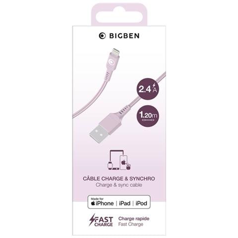 Cavo Di Ricarica E Trasferimento Usb-a /lightning 2,4a Fastcharge 12w 1,2m, Rosa - Foto 2