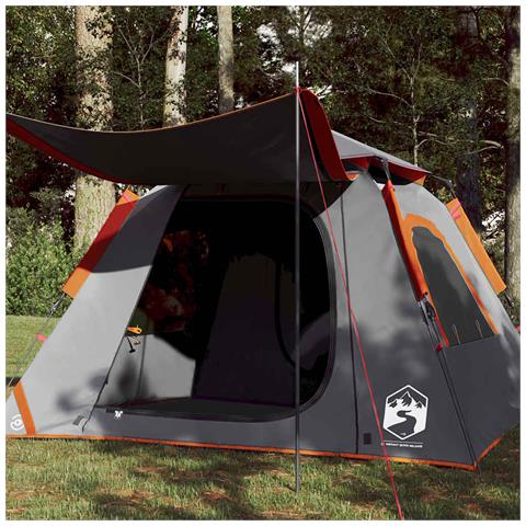 Tenda a Cupola 4 Persone Grigio e Arancione a Rilascio Rapido - Foto 1