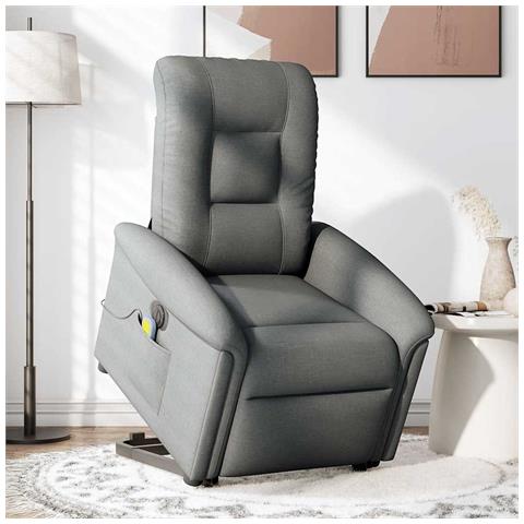 Poltrona Alzapersona Massaggi Elettrica Grigio Scuro Tessuto - Foto 2