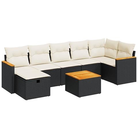 Set Divani da Giardino con Cuscini 8 pz Nero in Polyrattan - Foto 1