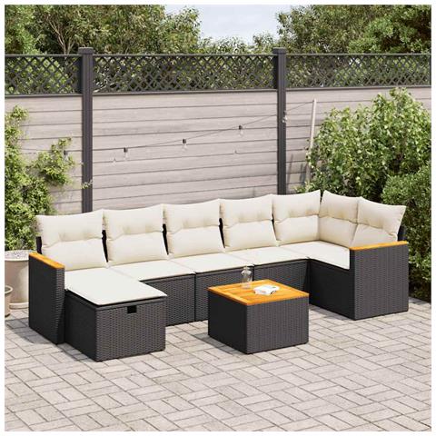 Set Divani da Giardino con Cuscini 8 pz Nero in Polyrattan - Foto 2