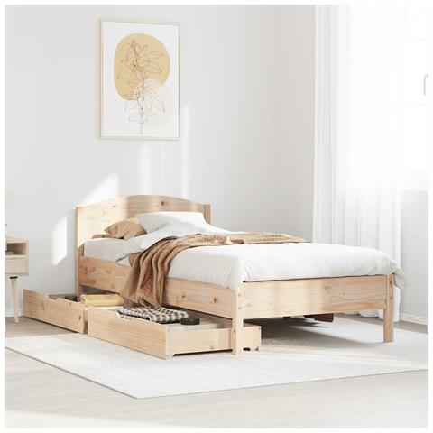 Letto senza Materasso 75x190 cm in Legno Massello Pino - Foto 2