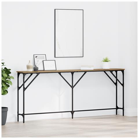 Tavolo da Console Rovere Artigianale 180x23x75 cm Legno Tecnico - Foto 2