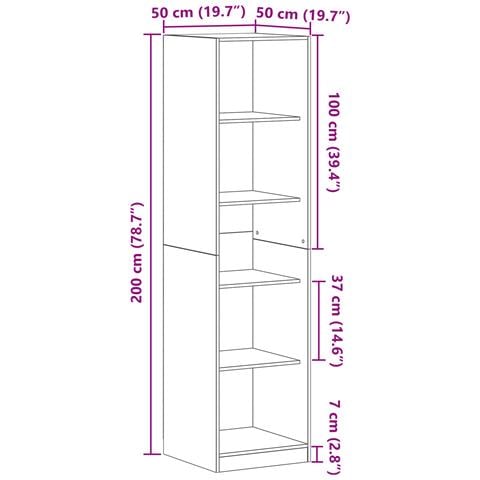Armadio  Nero Rovere 50x50x200 cm in legno ingegnerizzato - Foto 9