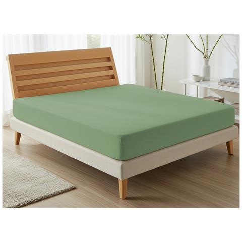 Lenzuola Sotto Con Angoli No Stiro In Tinta Unita Modello Francesca 2 Piazze Salvia - Foto 1