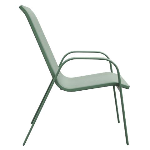 Set Di 4 Sedie Marbella In Textilene Verde Salvia - Alluminio Verde Salvia - Foto 5