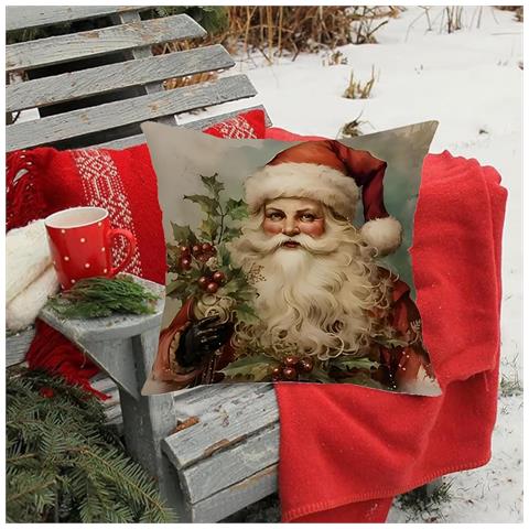 Federa Per Cuscino Natalizia Con Babbo Natale 45 X 45 Cm - Foto 2