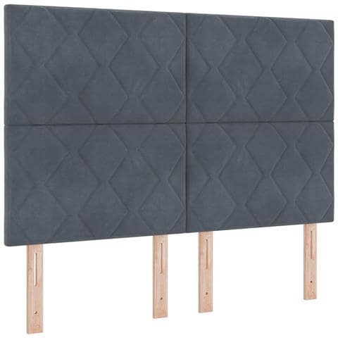 Testiera LED Geometrico Grigio scuro 144 cm Velluto - Foto 1