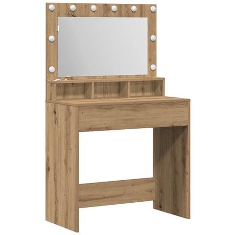 Tavolo da trucco con luci LED in rovere artigianale 79x41x135 cm - Foto 1