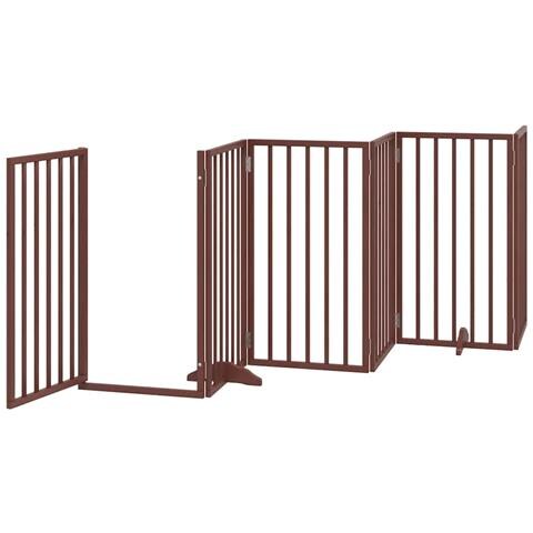 Cancello Cani Porta Pieghevole Marrone 6 Pannelli 300cm Pioppo - Foto 2