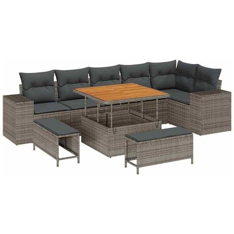 Set Divano da Giardino 9 pcs Grigio 100 x 100 x 71 cm - Foto 1
