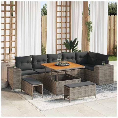 Set Divano da Giardino 9 pcs Grigio 100 x 100 x 71 cm - Foto 2