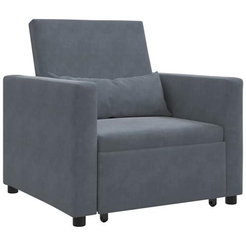 Divano Letto Singolo Grigio scuro 90 x 165 x 87 cm Velluto - Foto 1