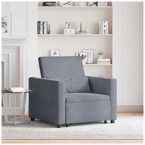 Divano Letto Singolo Grigio scuro 90 x 165 x 87 cm Velluto - Foto 2