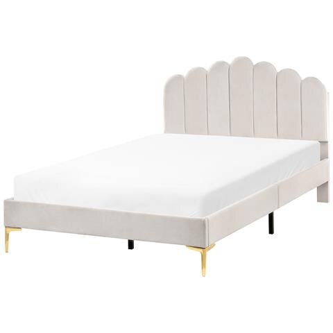 Letto Velluto Sauvian 120 X 200 Cm Bianco Sporco - Foto 2