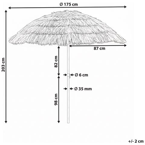 Ombrellone Da Esterno 175 Cm Civetta Naturale - Foto 8