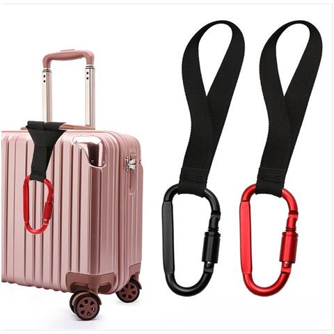 Set Da 2 Ganci Da Viaggio Con Moschettone In Alluminio E Cinturino In Nylon Blue - Foto 3