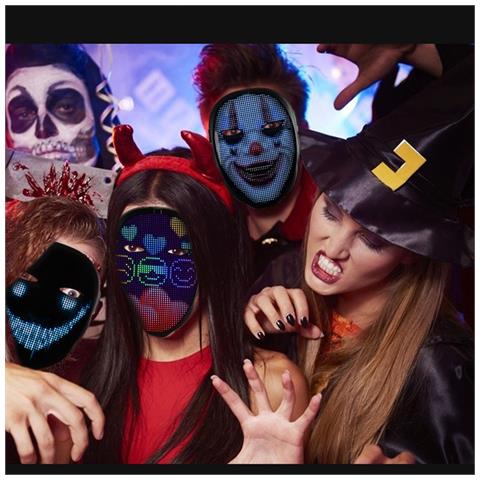 Maschera Led Di Halloween Ricaricabile Usb Con Sensore Di Gesti E Faccia Personalizzabile - Foto 6