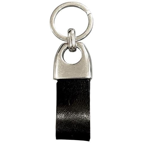 Portachiavi Basic1, Pelle Nera E Placcato Argento - Foto 1
