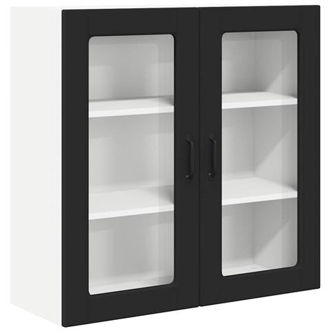 Pensile cucina con porta Nero 80 x 31 x 80 cm Legno multistrato - Foto 1