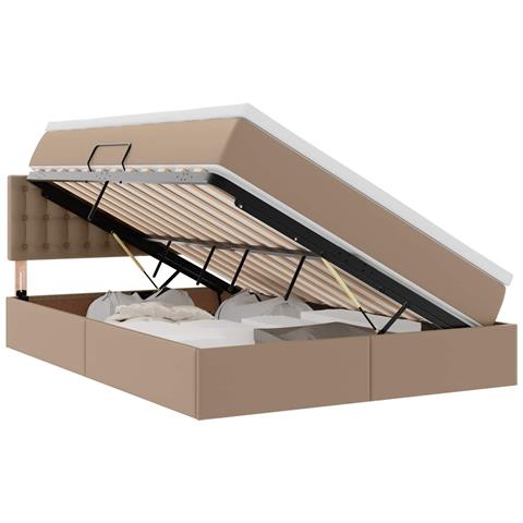 Letto con Contenitore Cappuccino 140 x 190 cm Pelle Sintetica - Foto 1