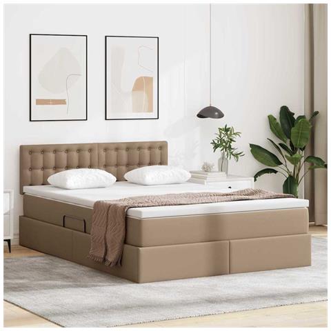 Letto con Contenitore Cappuccino 140 x 190 cm Pelle Sintetica - Foto 2