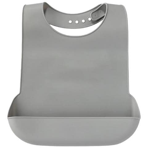 Bavaglino In Silicone Per Adulti Extra Large Con Tasca Raccogli Pappa - Riutilizzabile E Impermeabile Grey - Foto 1