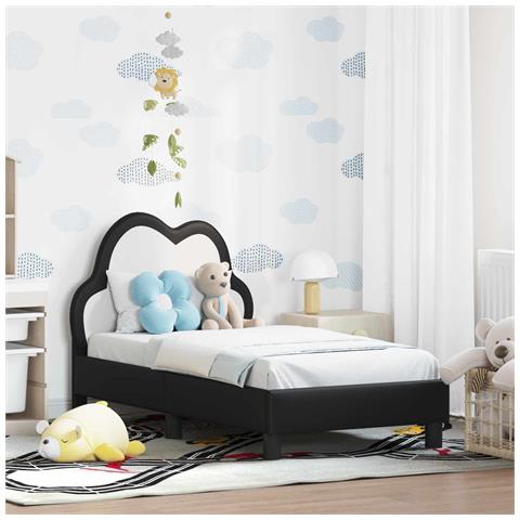 Struttura letto per bambini con testata Nero 70 x 140 cm PU - Foto 2