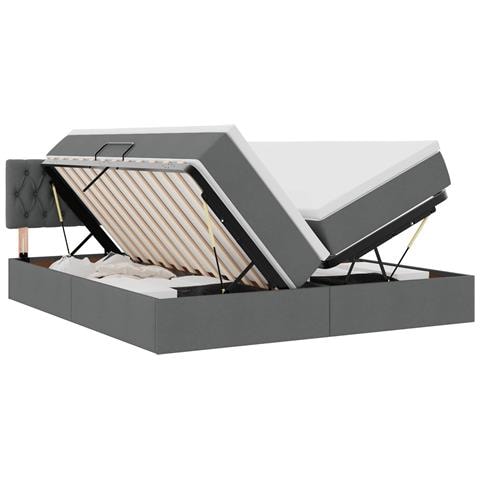 Letto con Contenitore Grigio scuro 200 x 200 cm Pelle Sintetica - Foto 1