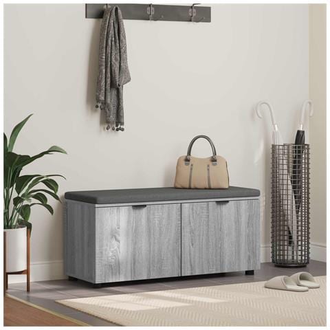 Panca per ingresso con cuscino Sonoma grigia 100 x 38 x 46 cm - Foto 2