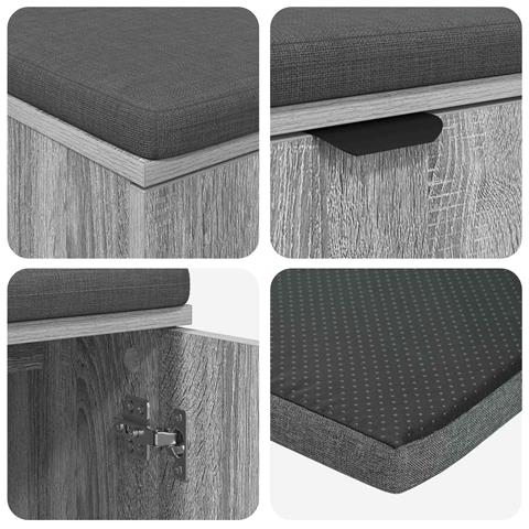 Panca per ingresso con cuscino Sonoma grigia 100 x 38 x 46 cm - Foto 9
