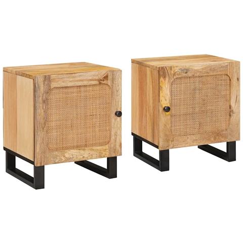 Armadio da Notte 2 pcs Naturale 40 x 33 x 46 cm - Foto 1